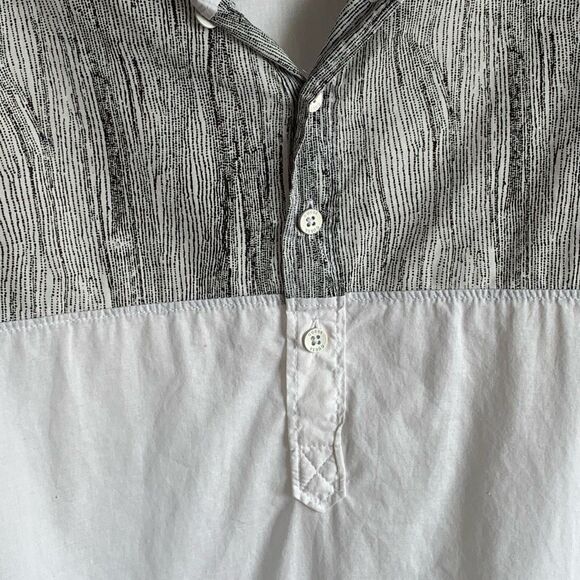 Abstract Button Up Shirt Mens Size L White Black Long Sleeve Y2K Retro GUESS - Picture 8 of 16